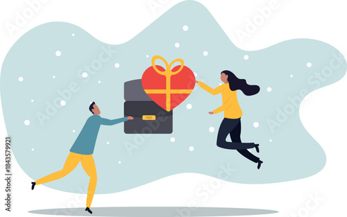 A couple in love and Valentine's Day.caring for one's neighbor.