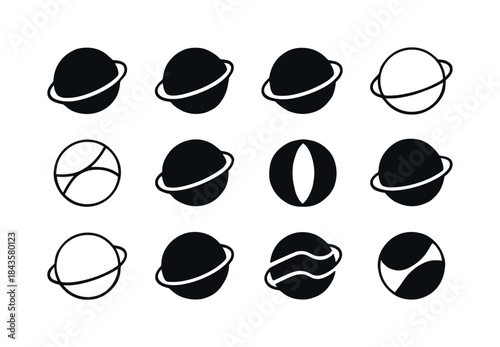 Cosmic Sphere Icon Set. Sphere. Icon set. Set Logo of Sphere: co