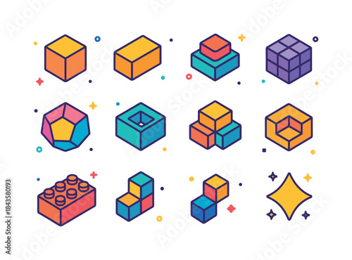 Colorful Geometric Blocks. Geometric Blocks. Colorful isometric
