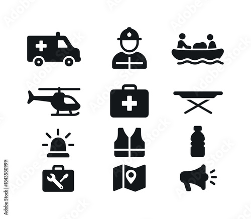 Emergency Response Icons. Emergency Response. Solid icon set of