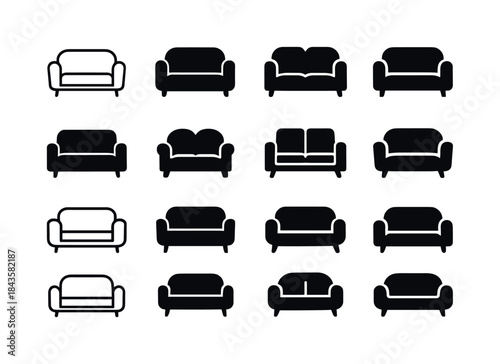 Living Room Logos. Living room. Icon set. Set Logo of living roo