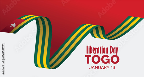 Togo Liberation Day illustration with flowing national ribbon celebrating freedom and independence