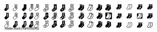 Set of various sock icons in black and white designs