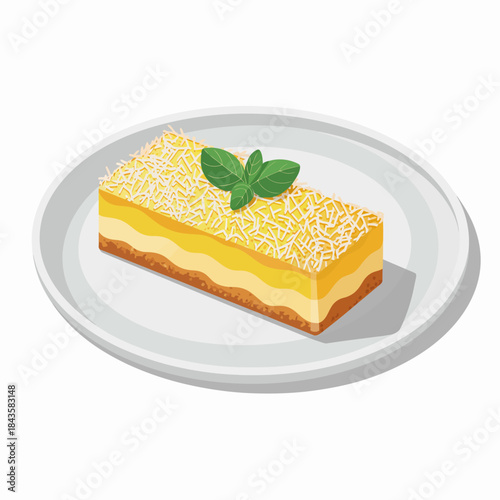 A beautifully presented dessert showcasing layers of creamy goodness on a plate, enticing viewers with its appealing look and inviting flavors, perfect for any occasion.