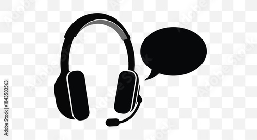 Headset with speech bubble for communication and support