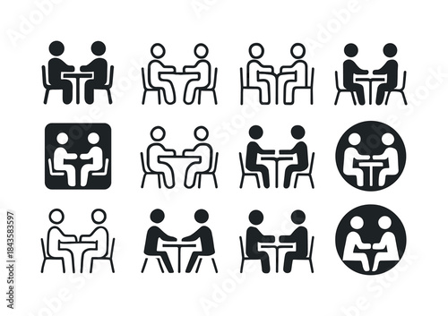 Parent-Teacher Meeting Icons. parent-teacher meetings. Icon set.