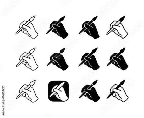 Creative Brush Icon Set. Creator. Icon set. Set Logo of Creator: