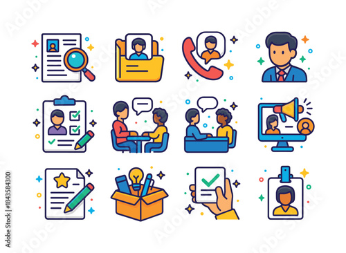 Isometric Recruitment Icons. Recruitment. Colorful isometric vec
