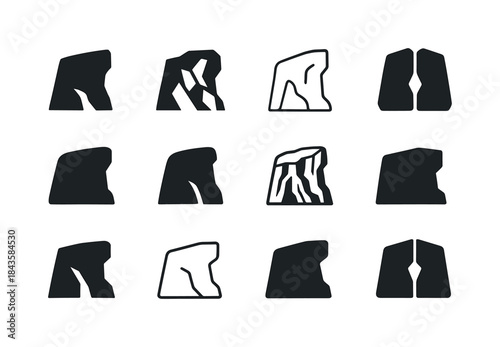 Rock Formation Icons. Rock Formations. Icon set. Set Logo of Roc
