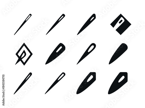 Needle Logo Variations. sharp needle. Icon set. Set Logo of shar