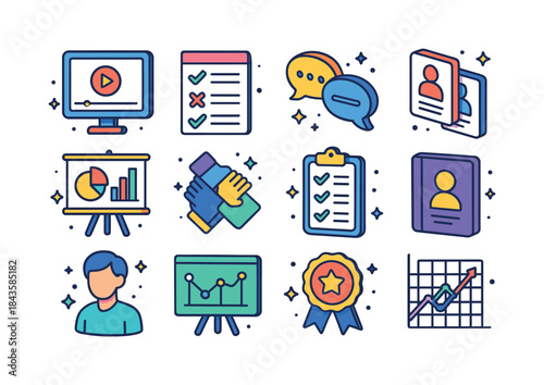 Professional Skills Icons. Professional skills training. Colorfu