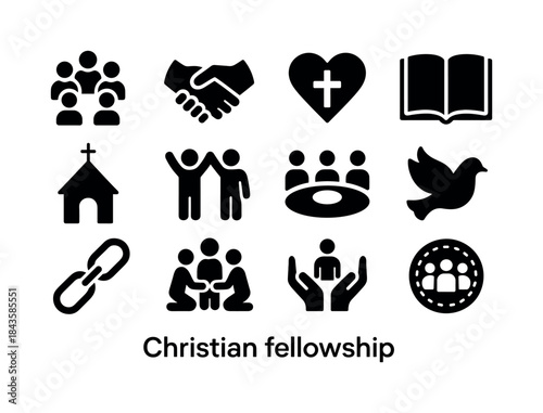 Christian Fellowship Icons. Christian fellowship. Solid icon set