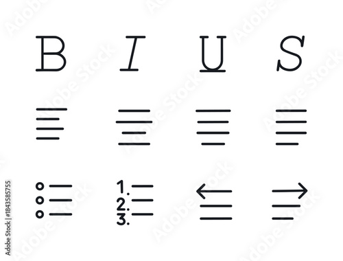 Text Formatting Icons. Text formatting icons. Line icon set of t