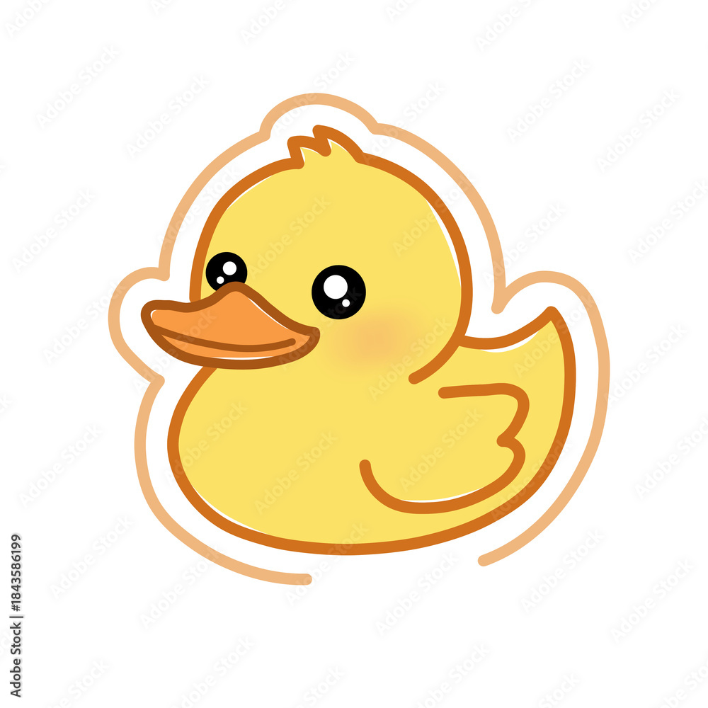 Fototapeta premium Cute Yellow Duck Cartoon Character
