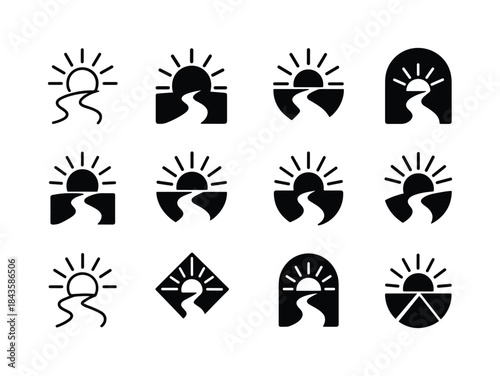 Sunlit Path Icons. Sunlit Paths. Icon set. Set Logo of sunlit pa