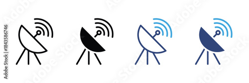 satellite dish icon set. antenna symbol. radar icon. vector illustration 