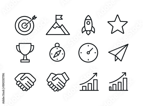 Goals Outline Icons. Goals and Aspirations. Line icon set of Goa