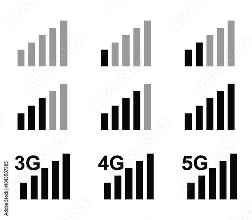 Network signal. mobile network, signal strength. 3G, 4G, 5G connectivity symbol. ui design element. vector illustration 