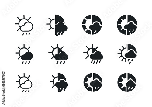 Weather Mood Icons. How Weather Affects Mood. Icon set. Set Logo