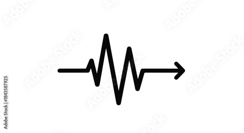 Simple graphic representation of a fluctuating waveform with an arrow indicating direction.