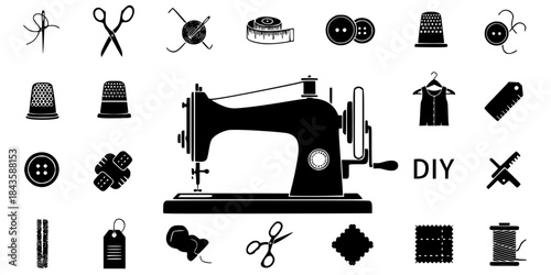 Sewing Machine Tailoring Vintage Repair Silhouette