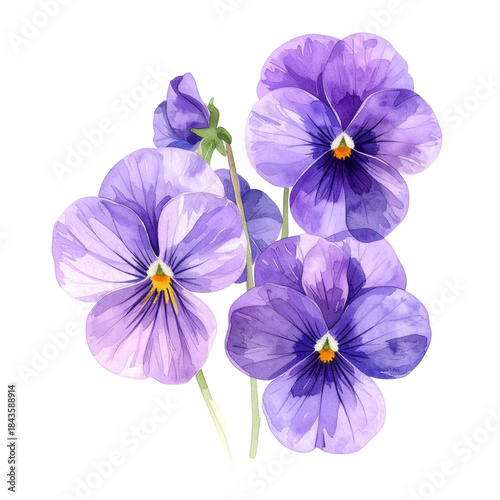菫の花の水彩イラスト