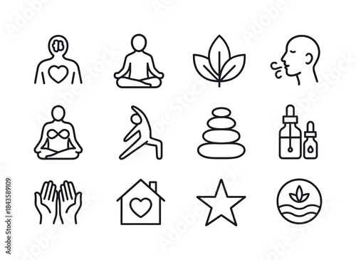Holistic Wellness Icons. Holistic Wellness. Line icon set of Hol