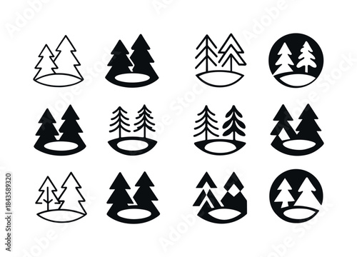 Glade Logo Variations. glade. Icon set. Set Logo of glade: fores