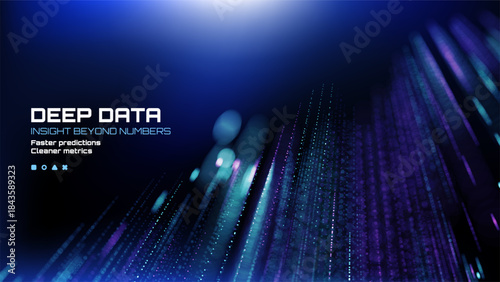 Abstract digital background with luminous lines. Deep data concept for business technology and artificial intelligence. Generative illustration.