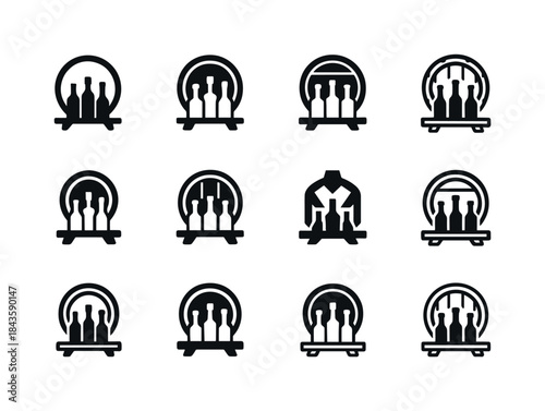 Bar Spirits Emblems. spirits on display in a bar. Icon set. Set