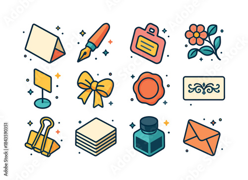 Colorful Place Card Icons. Place card. Colorful isometric vector