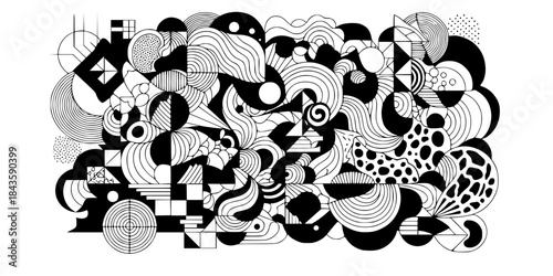 Abstract geometric and organic shapes
