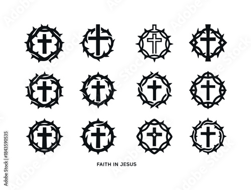 Jesus Icon Variations. faith in Jesus. Icon set. Set Logo of fai