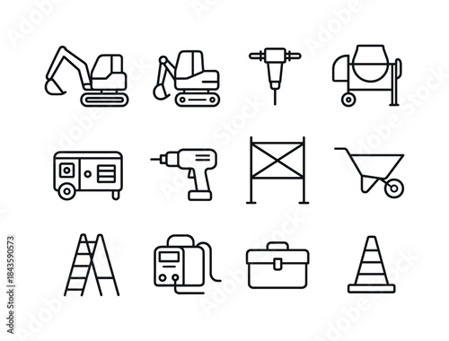 Construction Equipment Icons. Construction Equipment. Line icon