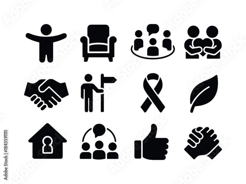 Support Group Icons. Support Group. Solid icon set of Support Gr