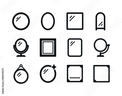 Home Mirror Icons. Home mirrors. Solid icon set of home mirrors:
