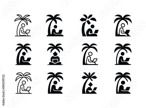 Remote Work Logo Collection. Remote work life. Icon set. Set Log