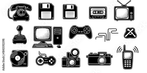 Retro technology icons 