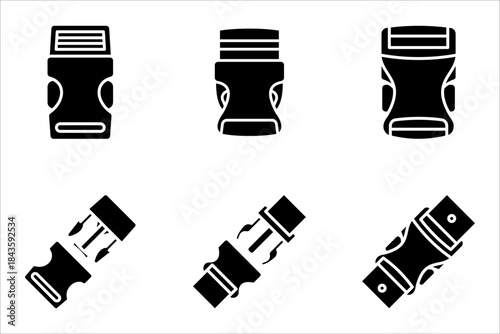 Buckle icon set, on white background.