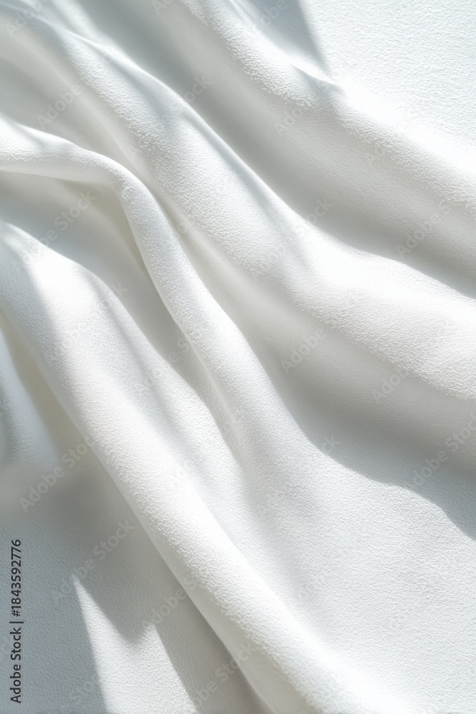 Fototapeta premium Soft white fabric with flowing texture and gentle shadows