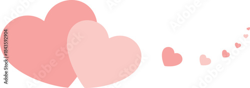 Sweet pink hearts gently floating and diminishing in size, creating a romantic visual representation of affection and heartfelt emotions ideal for various design projects