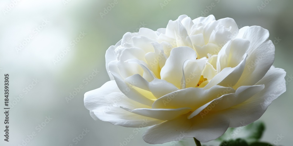 Fototapeta premium Close-up of blooming white rose with soft focus background