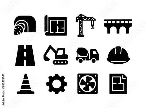 Civil Engineering Icons. Civil Engineering. Solid icon set of Ci