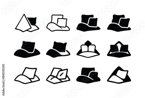 Cozy Corner Icon Set. Making a cozy corner with pillows and a bl