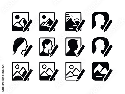 Artistic Logo Variations. Drawing and sketching landscapes or po