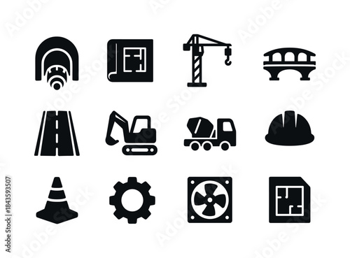 Civil Engineering Icons. Civil Engineering. Solid icon set of Ci