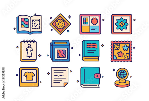 Fashion Story Icons. Fashion Storytelling. Colorful isometric ve