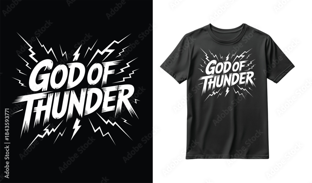 Obraz premium God of thunder graphic tshirt design with lightning bolts