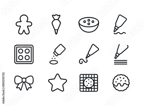Cookie Decorating Icons. Cookie Decorating. Line icon set of Coo