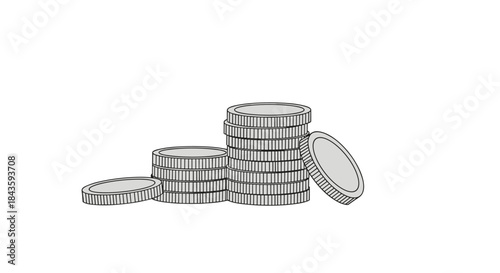 Several stacks of coins arranged in varying heights symbolize wealth accumulation and financial planning through time and effort.